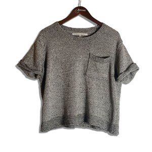 Rachel Roy Short Sleeve Cropped Heather Gray Sweater, Medium